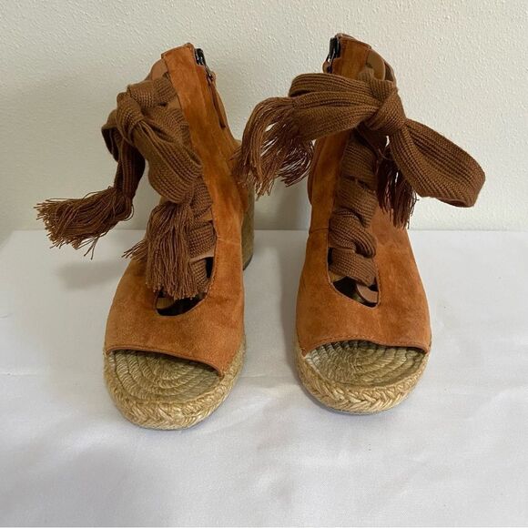 CHLOE Harper Suede Lace up Espadrille Wedge Sandals - Picture 5 of 11